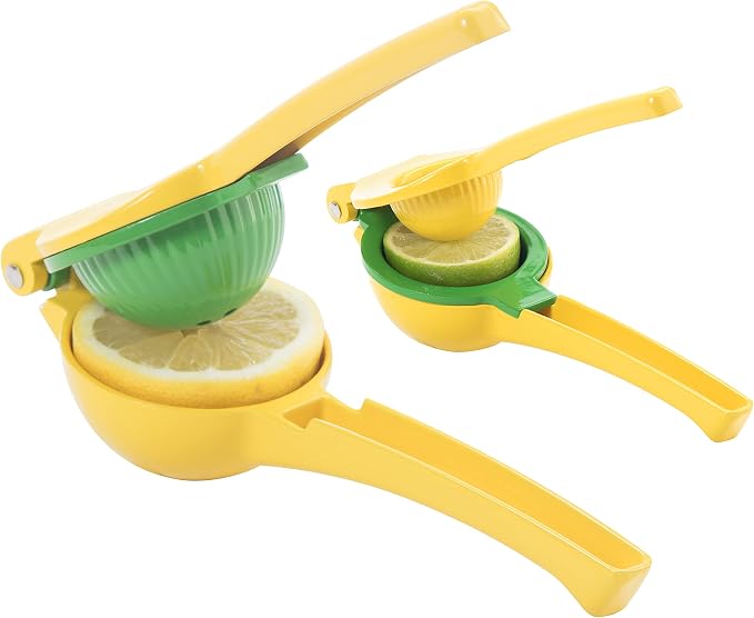 OGGI Combo Citrus Press- Aluminum Manual Citrus Juicer w/Non-Stick Coating, Ideal Hand Juicer, this Citrus Squeezer is a Great Addition to Your Kitchen Accessories, Yellow