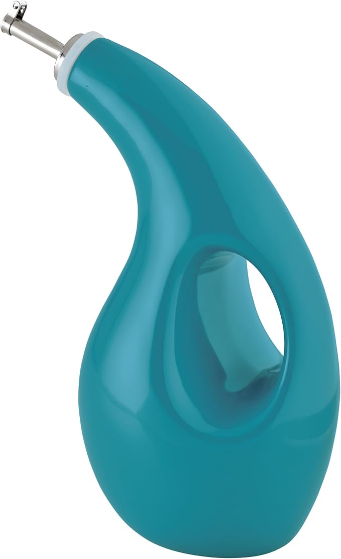 Rachael Ray Ceramics EVOO Oil and Vinegar Dispensing Bottle, 24 Ounce, Turquoise, (Pack of 4)