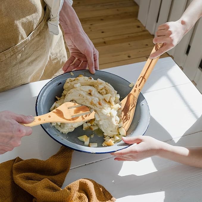 The Little Mermaid Organic Bamboo Spoons for Cooking Personalized Cartton Pattern Kitchen Burned Utensils Spatula Household Items Non-stick Kitchen Cookware Ideal Housewarming Present for Family