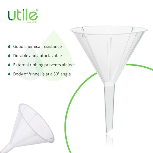 Utile 4pcs Plastic Analytical Funnel Set, PP Material, Top Diameter 98mm, Small Funnel for Lab Bottles, Recreational Activities 4512.0017.4