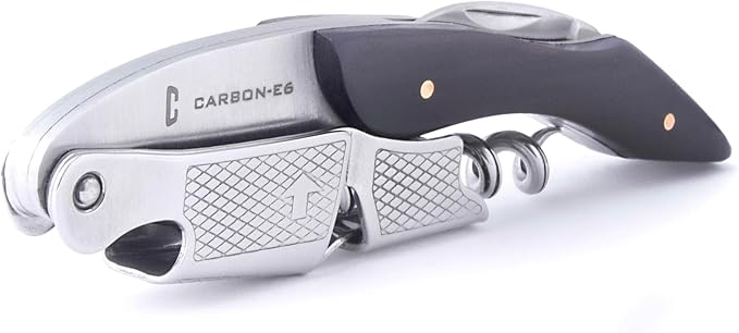 Professional Waiter's Corkscrew Wine-Bottle-Opener (The ultimate wine key for bartenders, servers, sommeliers, connoisseurs, enologists, and all wine enthusiasts) (Ebony)