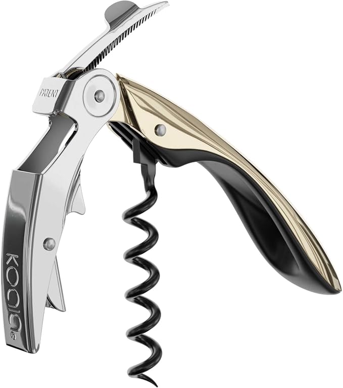 koala 6259dc01 High Tech Two Times Corkscrew, Plastic Stainless Steel Teflon, Gold