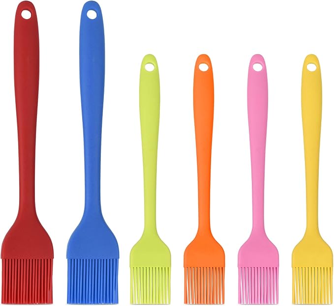 Hhyn Silicone Basting Brush Set 6 Pack, 2 Large & 4 Small | Heat Resistant Pastry Brushes Spread Oil Butter Sauce for BBQ Grill Barbeque Kitchen Baking Cooking Pastries