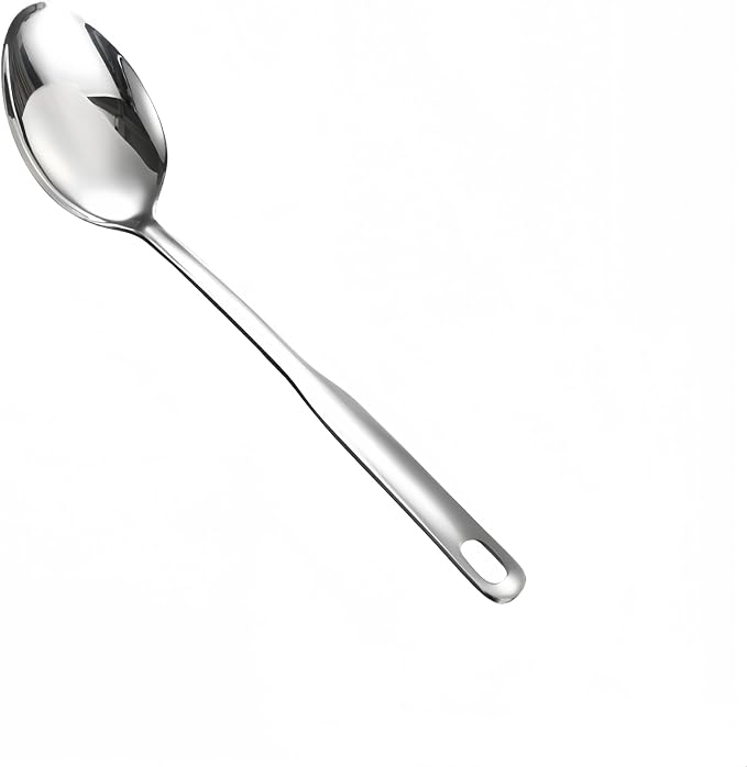 IMEEA Large Cooking Spoon SUS304 Stainless Steel Metal Serving Spoon for Mixing, 12.8-Inch