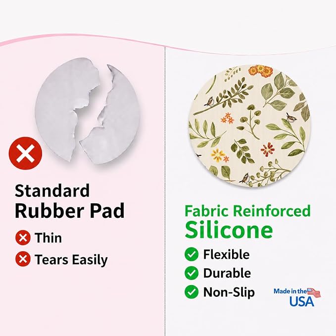 Andreas Silicone Jar Opener, GG Sage Bird – 6.25" Non-Slip Lid Gripper & Garlic Peeler, Dishwasher Safe, Multi-Use, Durable Silicone & Fabric, Made in the USA, JO-GGSB