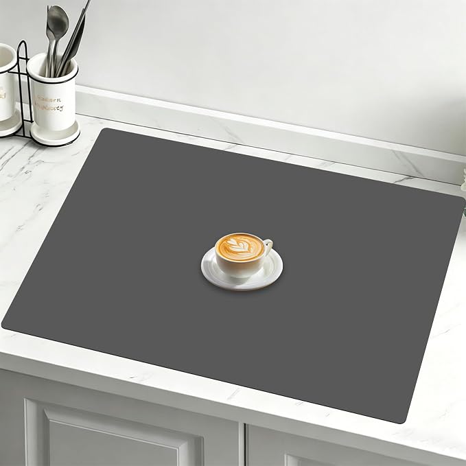 32"x24"(80cmx60cm) Large Silicone Mat for Kitchen Counter, Non-Slip Heat Resistant Countertop Protector, Waterproof Multipurpose Mat for Kitchen Island, Dark Gray