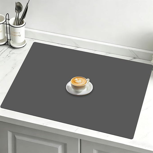 32"x24"(80cmx60cm) Large Silicone Mat for Kitchen Counter, Non-Slip Heat Resistant Countertop Protector, Waterproof Multipurpose Mat for Kitchen Island, Dark Gray