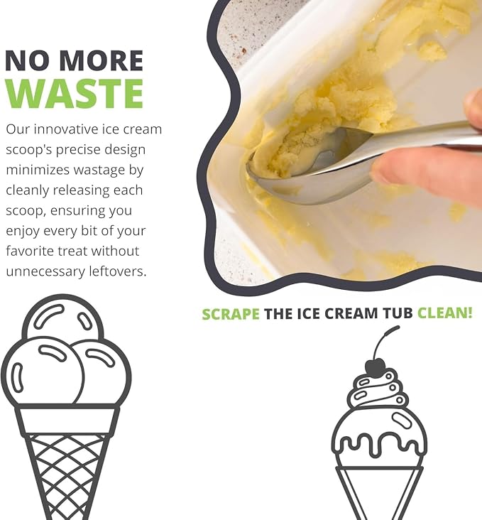 Oliver's Kitchen ® Ice Cream Scoop - Create Perfect Spheres with Our Heavy Duty Ice Cream Scooper - Comfortable Grip Handle Makes Light Work of Frozen Hard Ice Creams!