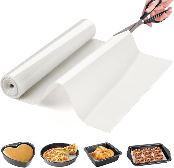 Silicone Baking Mat Roll Cut to Size- Food Grade Macaron Bread Pizza Mat- Reusable Silicone Mat for Baking, Washable Oil-Proof Refrigerator Liners Air Fryer, Craft Mat, Silicone Work Mat