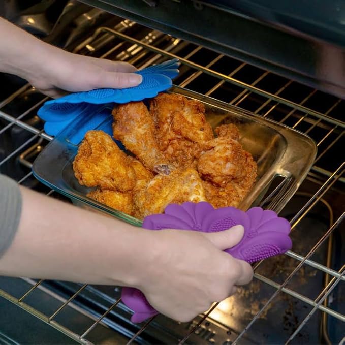 Talisman Designs No-Slip Grip Silicone Hot Pad & Trivet, Surface Protection from Hot Dishes, Up to 500-Degree Heat Resistance, Multipurpose Kitchen Supplies, Blue (Set of 1)