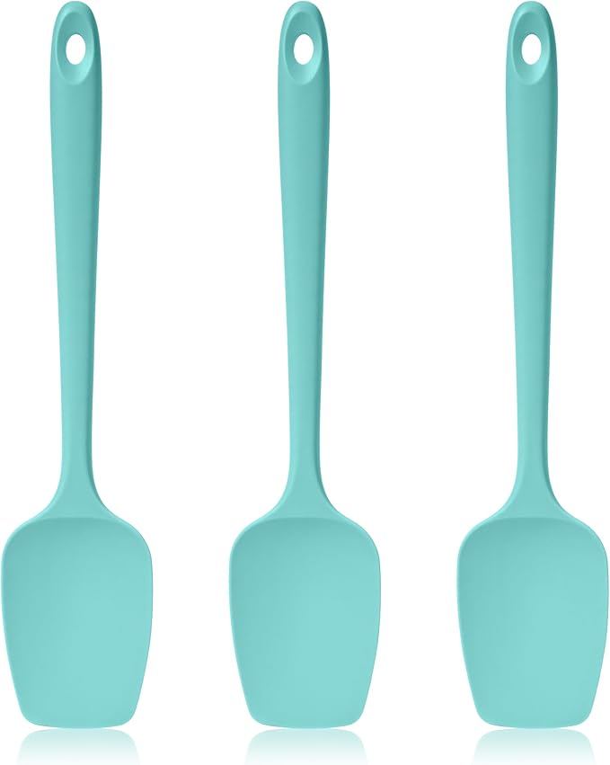 600ºF Heat Resistant Silicone Spoon Spatula Set of 3, Aqua Sky | High Heat Food Safe Seamless Kitchen Spoonula Scraper for Cooking Baking Mixing Scraping Stirring Nonstick Cookware Pan Bowl