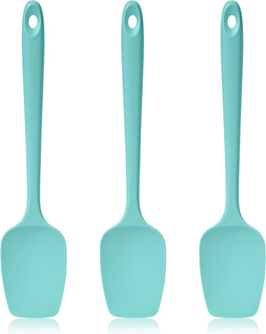 600ºF Heat Resistant Silicone Spoon Spatula Set of 3, Aqua Sky | High Heat Food Safe Seamless Kitchen Spoonula Scraper for Cooking Baking Mixing Scraping Stirring Nonstick Cookware Pan Bowl