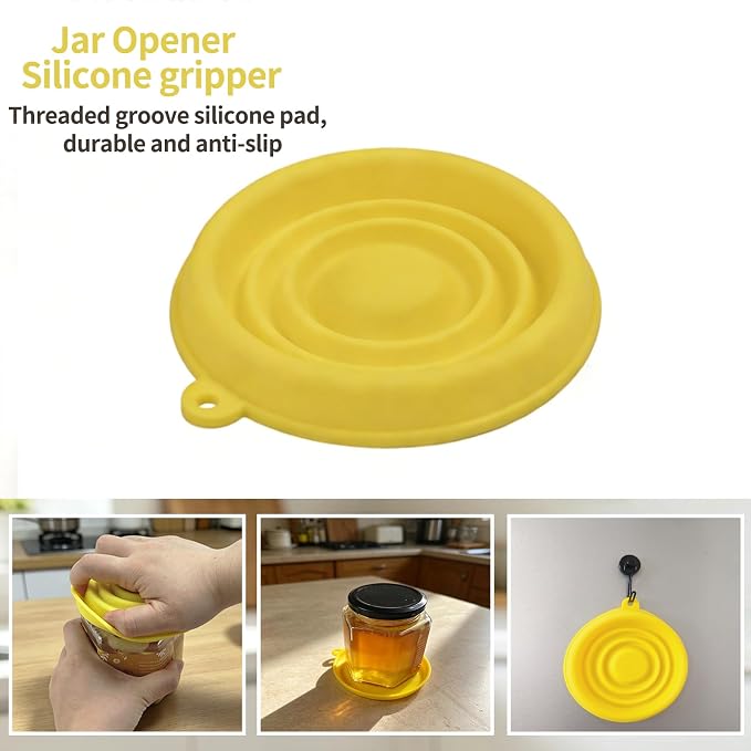 Jar Opener for Weak Hands, Seniors with Arthritis, 4-in-1 Multi-Purpose Lid Opener Includes Magnetic Hook & Rubber Gripper for Jars, Bottles and Beer Caps (Black)
