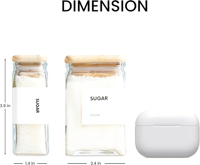 Glass Storage Jars with Bamboo Lid, glass canisters with airtight lids, Clear jars with lids for Spice, Cookie, Candy, Tea, Coffee Bean and Rice (White, 4oz, set of 12)