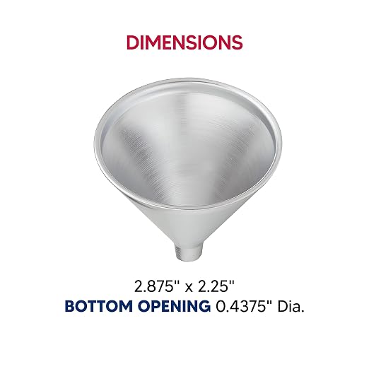HIC Kitchen Wide-Mouth Aluminum Funnel Set for Liquids and Dry Goods, Set of 3, Includes 2-Ounce, 8-Ounce, and 12-Ounce
