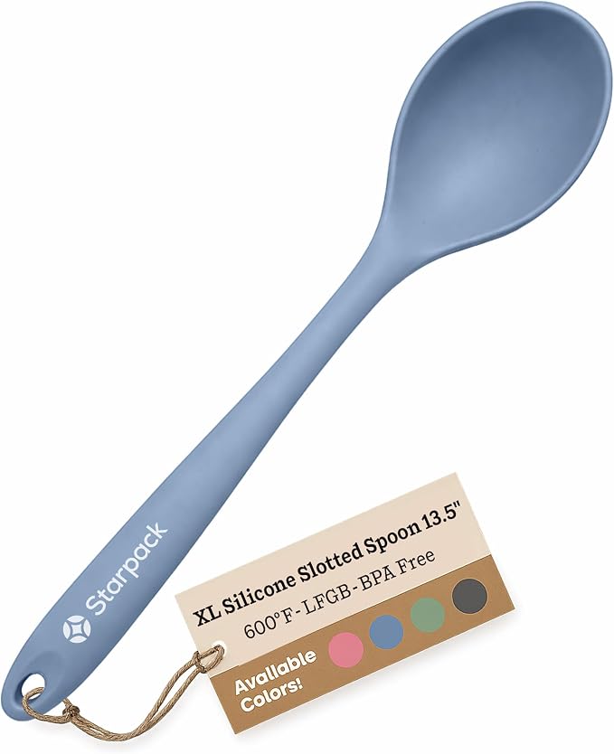 Starpack 'Winning Serve' XL Premium Silicone Serving Spoon (13.5") - Large Silicone Spoon for Cooking High Heat Resistant to 600°F - LFGB Grade Nonstick Mixing Spoons - Large Rubber Serving Spoons