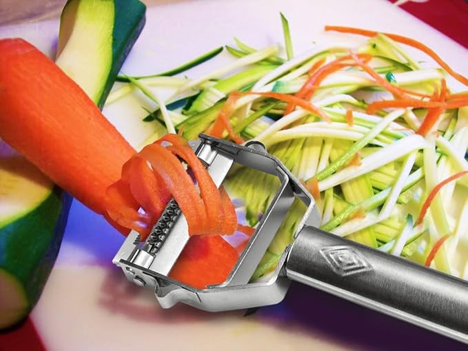 Basily Premium Julienne and Serrated Stainless Steel Peeler - Set of 2