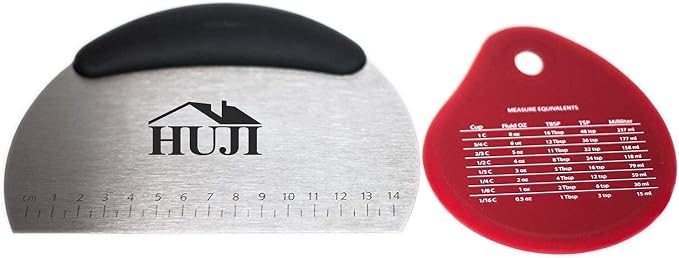HUJI Stainless Steel Pastry Cutter Chopper Bench Scrapper And Silicone Bowl Scraper With Measurements