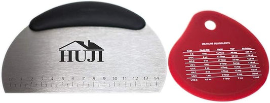 HUJI Stainless Steel Pastry Cutter Chopper Bench Scrapper And Silicone Bowl Scraper With Measurements