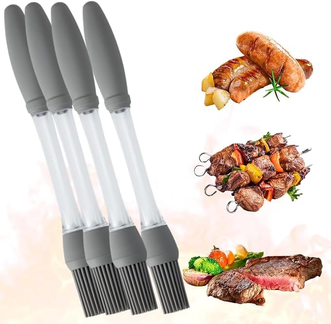 Silicone Oil Brush Basting Pastry Brush for BBQ Grilling Baking, 2026 New Heat Resistant Spread Oil Butter Sauce for Cooking, for Kitchen Gadget Home Outdoor Use (4PCS)