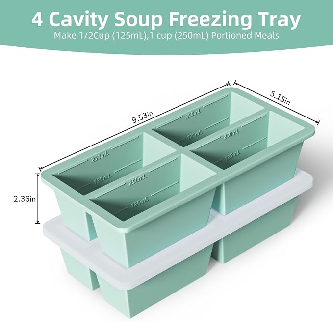 Silicone Freezer Tray for Sauce Cube: FDDAI Super Prep Freezing Tray for Souped Storage - Freeze 125mL 250mL Broth Soup Portion