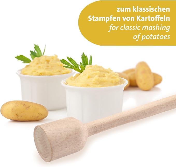 Westmark Potato & Herb Masher - Heavy Duty Hand Masher Ideal for Potatoes, Sauerkraut and Fermenting Proofing, Effortless Application - Beech Wood