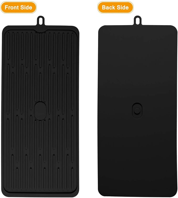 Silicone Dish Drying Mat 18”x8”, Heat Resistant Trivets for Kitchen Counter, Draining Mat, Sink Mat, Hot Pads for Multiple Usage (Black)