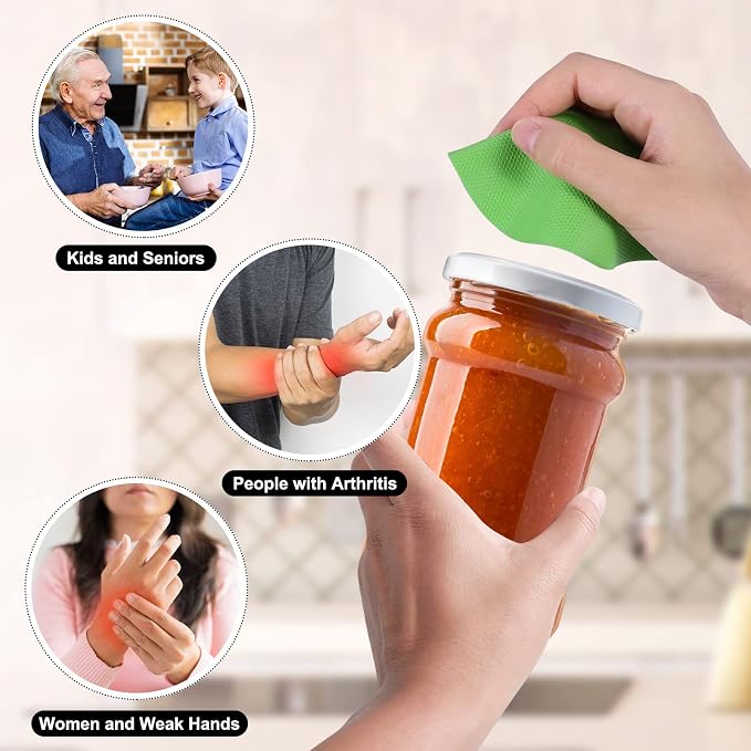 Jar Opener Gripper Pad, 4pcs Rubber Jar Grippers Lid Jar Opener for Seniors | Non Slip Lid Jar Opener for Seniors with Arthritis Weak Hands -Non Slip Kitchen Coasters
