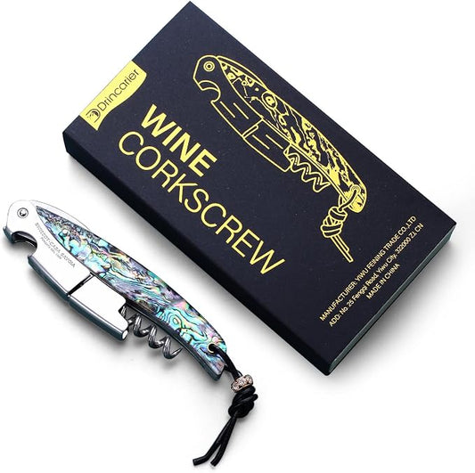 Shell Handle Waiter Corkscrews-Wine Openers,Corkscrew Bottle Openers,3-in-1 Wine Key Tool With Foil Cutter & Dual Hinge Fulcrum - Waiters Corkscrew…