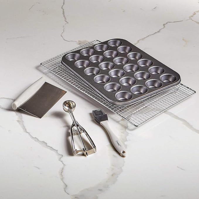 husMait 24-Cup Mini Muffin Pan - Non-Stick Carbon Steel Mini Cupcake Pan - Heavy Duty Metal Baking Tray, Warp-Resistant, PFOA Free & Dishwasher Safe
