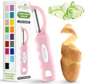 Spring Chef Premium Swivel Vegetable Peeler, Soft Grip Handle and Ultra Sharp Stainless Steel Blades - Perfect Kitchen Peeler For Veggie, Fruit, Potato, Carrot, Apple - Pink Lemonade