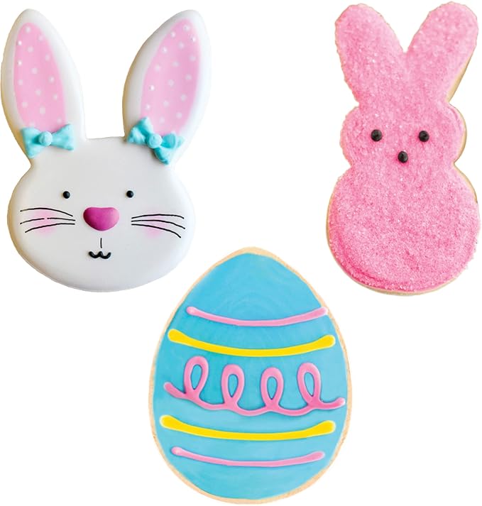Ann Clark Easter 3-Pc. Cookie Cutter Set, Made in USA, Easter Bunny, Bunny Face and Egg