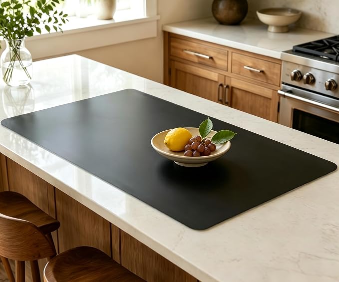36''x36''(90cmx90cm) Silicone Kitchen Counter Mat, Extra Large Heat Resistant Non-Slip Countertop Protector, Waterproof Multipurpose Mat for Kitchen Island, Black
