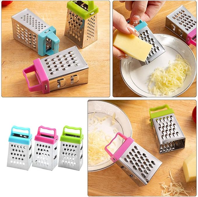 Abaodam 6Pcs Mini Cheese Grater Professional Box Grater Stainless Steel Box Grater Cheese Grater with 4 Sides for Kitchen Slicer Cheese Ginger Vegetable