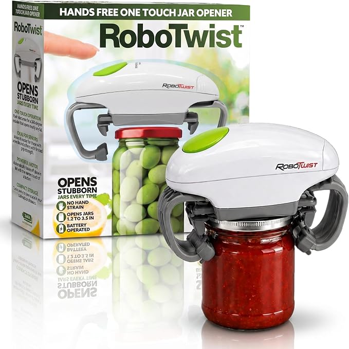 Robotwist Automatic Jar Opener,Deluxe Model with Improved Torque,Robo Twist Kitchen Gadgets for Home,Electric Handsfree Easy Jar Opener – Works on All-Jar Sizes,As Seen on TV,(Pack of 6)