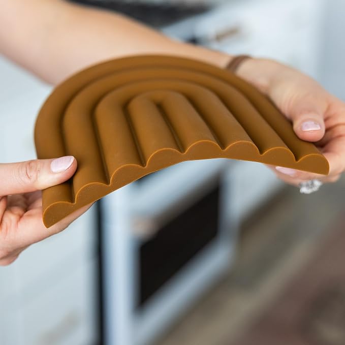 Premium Silicone Trivet Set, Freestanding Bendable Design, Kitchen Decor - Durable & Stylish Heat-Resistant Countertop Protector (Neutral, Set, Arch)