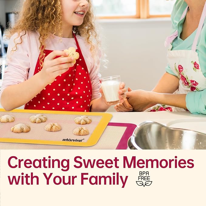 Silicone Baking Mat, 2 colors Half Sheet(16.5"x11.6") Non-Stick Baking Mat, Food Safe Silicone Mats for Baking Cookies, Macarons, Vegetables, 480℉ Heat Resistant (Deep Raspberry & Amber) | Baking Mat, Food Safe Silicone Mats for Baking Cookies, Macaron...