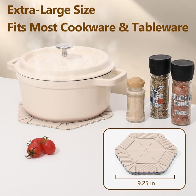 Magnetic Silicone Trivet & Pot Holder, Kitchen Heat Resistant Mat | Trivets for Hot Dishes, Hot Pots & Pans, Non-Slip Hot Pads for Countertops & Dining Table & Oven, Jar Opener & Spoon Rest