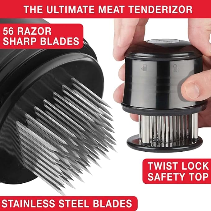 Professional Needle Meat Tenderizer - 56 Stainless Steel Blades Meat Tenderizers, Kitchen Gadget Tool for Cooking Tender Beef, Steak, Chicken, Tenderizing Steak, Pork, BBQ and Fish