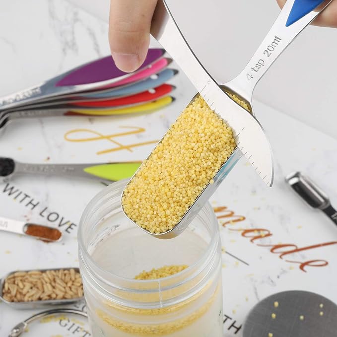 Stainless Steel Measuring Spoons Set of 11 - Dry & Liquid Ingredients - Tablespoon & Teaspoon