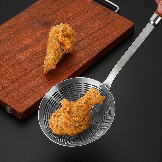 Large Bowl Slotted Spoon Comfortable Grip Handle Skimmer Ladles for Draining and Cooking Metal Kitchen Utensils Tool Restaurant Tool
