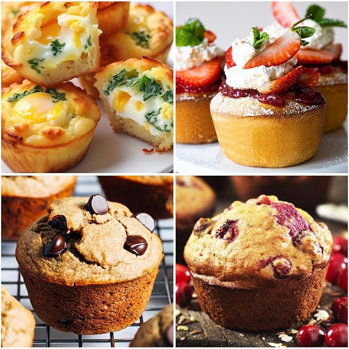 CAKETIME Jumbo Muffin Pan, 3.5 Inch Large Muffin Pan with Metal Reinforced Frame 6 Cup Silicone Jumbo Cupcake Pans for Baking Easy to Handle 2 Pack Red