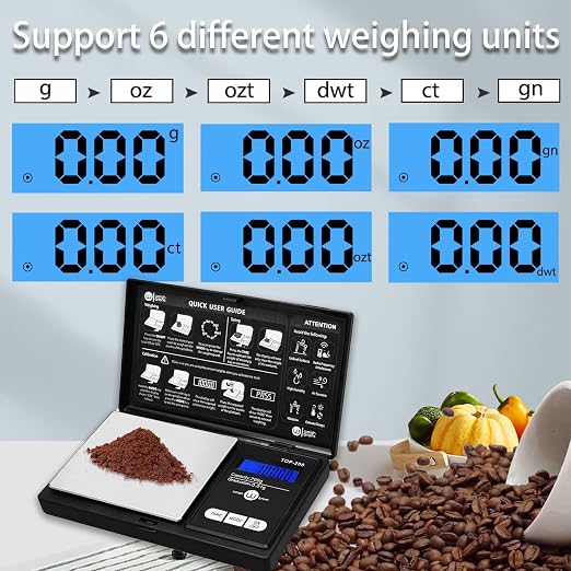 Digital Pocket Gram Scale 200g x 0.01g High Precision with 100g Calibration | Mini Scale Weighs Kitchen Small Food, Jewelry, Ounces, Grains, LCD Display, Tare Function With 100g Calibration Weight