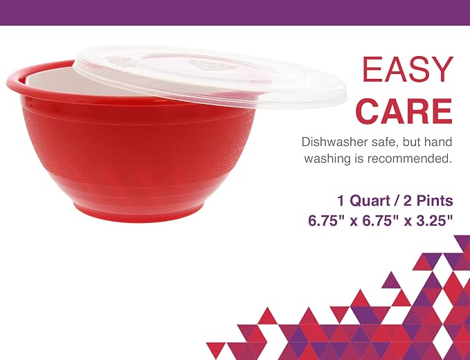 Arrow Berry Bowl & Berry Colander Set - Fruit Strainer Container with Lid - Rinse, Store & Serve - Dishwasher Safe, BPA Free - 1 Quart, Assorted Colors (Red or Green) - Made in USA