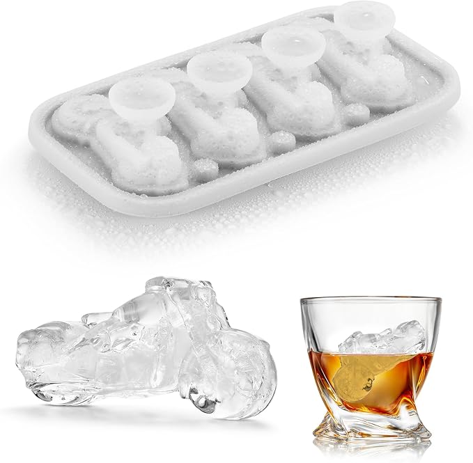 ACOOKEE Novelty Motorcycle Ice Cube Mold, Funny Motorcycle Gifts for Men, Holiday Stocking Stuffers for Men, Large Ice Cube Molds for Whiskey, Bourbon, Cocktails