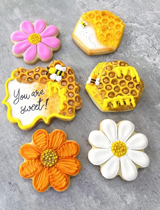 Ann Clark Cookie Cutters Bee Cookie Cutters 7-Pc. Set (Cute Bee, Small Flower, Honey Pot, Beehive, Honeycomb and more) Made in USA