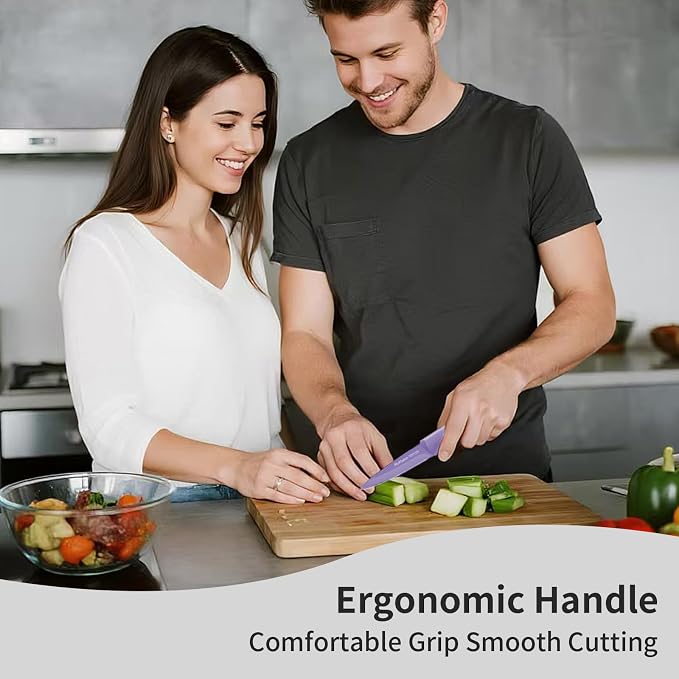Paring Knife Set, 4PCS Stainless Steel Paring Knife Set, Ultra Sharp Fruit and Vegetable Knives, 3.5-Inch Kitchen Knives, Razor-Sharp Knife,Ergonomic Handle Design,Purple.