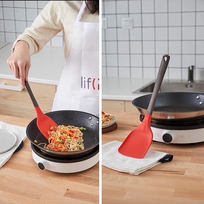 Liflicon Flexible Silicone Turner Spatula with Food Grade Silicone Heat Resistant Up to 446 Degree Fahrenheit Best Silicone Kitchen Utensils Turner for Cooking-Chacha Turner