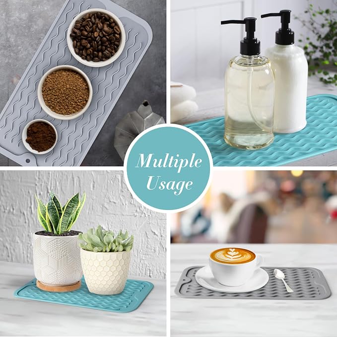 Silicone Dish Drying Mat, Multipurpose Heat Resistant 600 ℉ 7-Inch Food Grade & BPA Free. Non-Slip Trivet mats for Cup, Hot Pot, Hot Dishes