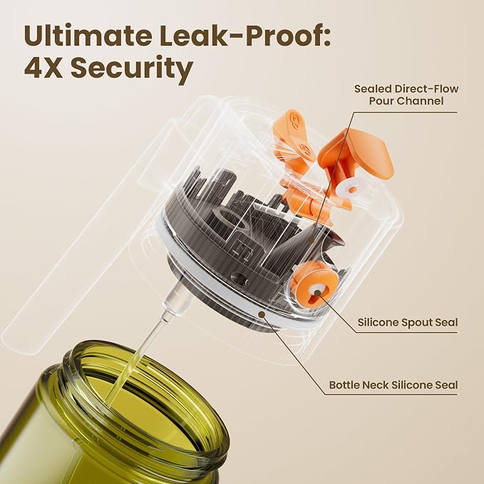 LAKUMIQI 2 in 1 Oil Sprayer for Cooking, 17oz | Light-Blocking Glass Spray Bottle with Stickers, Oil Dispenser for Salad, Air Fryer & BBQ